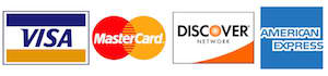 We accept Visa, MasterCard, Discover, AMEX